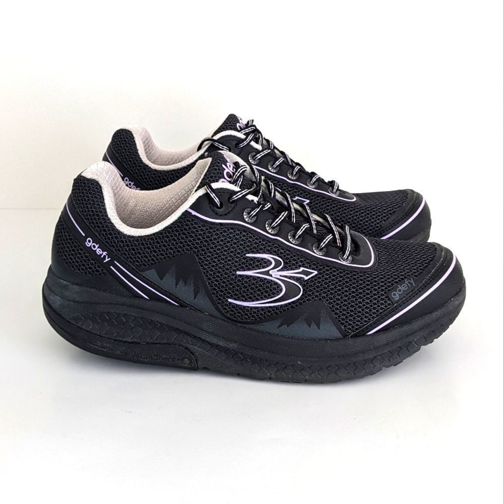 Gdefy Gravity Defyer Black and Purple Orthotic Recovery Sneakers Women's 10